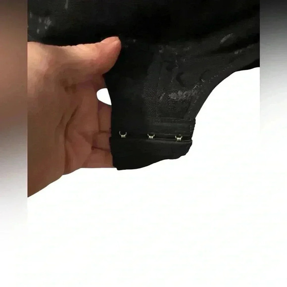 Women’s black stretchy lace bodysuit with hook & eye & zipper closure at back - Picture 7 of 11